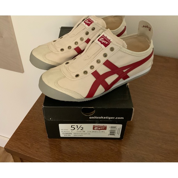 Asics Onitsuka Tiger Red Birch Canvas Slip-On Sneakers - Picture 3 of 6